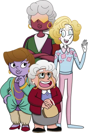 Animated Groupof Four Characters PNG Image