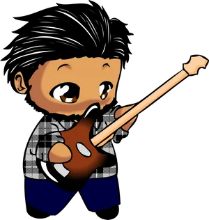 Animated Guitar Player Cartoon PNG Image