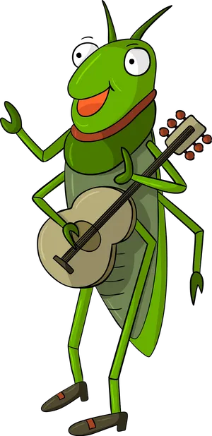 Animated Guitar Playing Grasshopper PNG Image