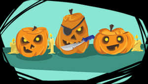 Animated Halloween Pumpkinsand Candles PNG image with transparent background
