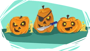 Animated Halloween Pumpkinsand Candles PNG Image