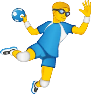 Animated Handball Player Jumping Shot PNG Image