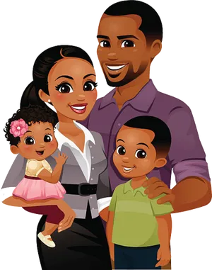 Animated Happy Family Portrait PNG Image