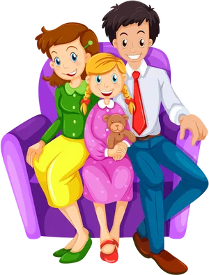 Animated Happy Family Sitting Together PNG Image