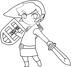 Toon Link Black And White , Png Download - Link From Zelda Outline, Transparent Png PNG with transparent background