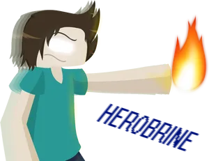 Animated Herobrine Fire Power PNG Image