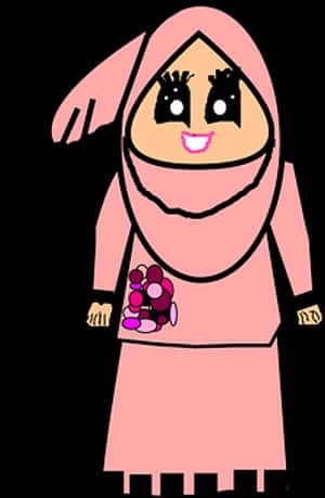 Animated Hijab Character PNG image with transparent background