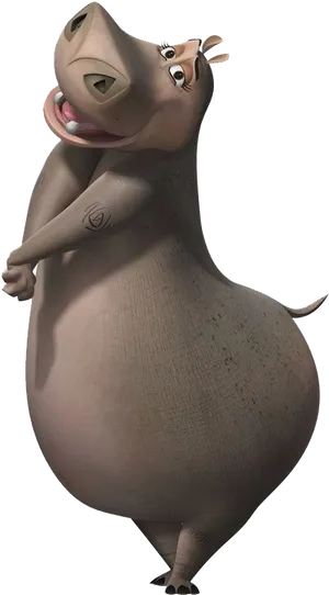 Animated Hippopotamus Character PNG Image