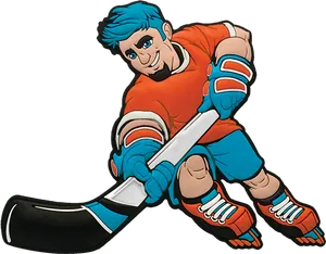 Animated Hockey Player Action Pose PNG Image