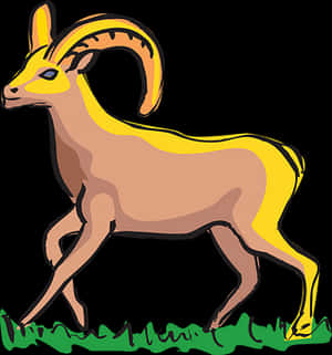 Animated Ibex On Grass PNG image with transparent background