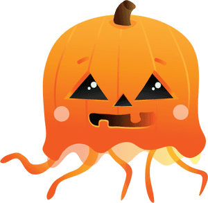 Holiday Jellyfish Set - Jack-o'-lantern PNG image with transparent background