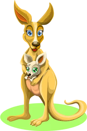 Animated Kangarooand Joey PNG Image