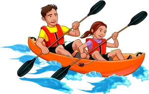 Animated Kayaking Adventure PNG Image