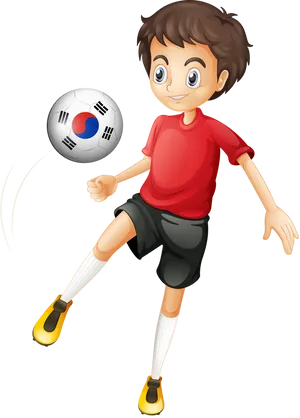 Animated Kid Playing Football Clipart PNG Image