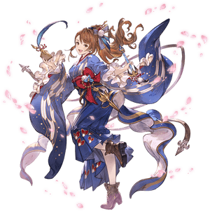 Animated Kimono Girlwith Sakura Petals PNG image with transparent background