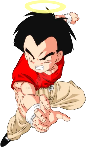 Animated Krillin Action Pose PNG Image