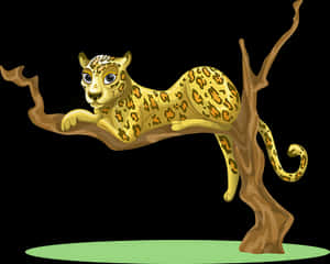 Animated Leopard On Tree Branch PNG image with transparent background