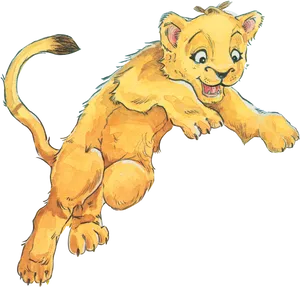 Animated Lion Cub Illustration PNG Image