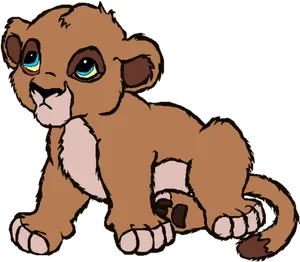 Animated Lion Cub Illustration PNG Image