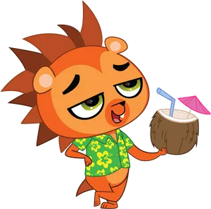 Animated Lion Cub Vacation PNG Image