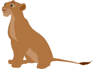 Animated Lioness Sitting Pose PNG Image