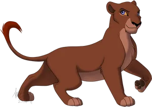 Animated Lioness Striding PNG Image