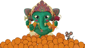 Animated Lord Ganeshand Mouse PNG Image