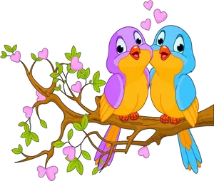 Animated Love Birdson Branch PNG Image