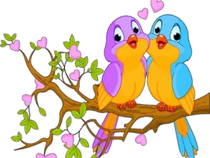 Animated Love Birdson Branch PNG Image