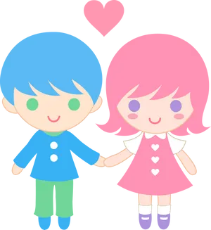 Animated Love Couple Holding Hands PNG Image