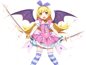 Animated Magical Girl With Sword PNG Image