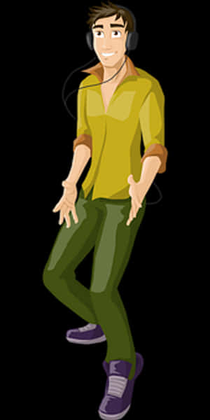 Animated Man Listeningto Music PNG image with transparent background