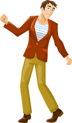 Animated Man Walking Casually PNG Image