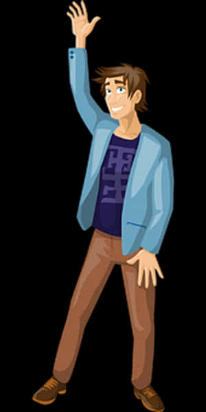 Animated Man Waving Hello PNG image with transparent background