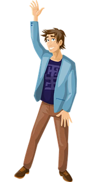 Animated Man Waving Hello PNG Image