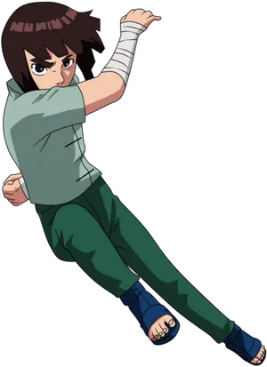 Animated Martial Artist Action Pose PNG Image