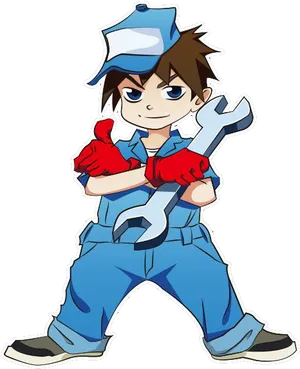 Animated Mechanic Character PNG Image