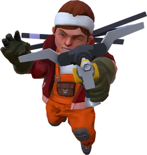 Animated Mechanic Character PNG Image