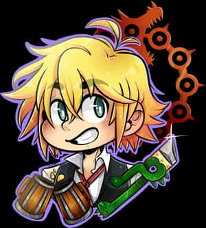 Animated Meliodaswith Demon Sword PNG image with transparent background
