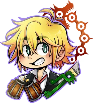 Animated Meliodaswith Demon Sword PNG Image