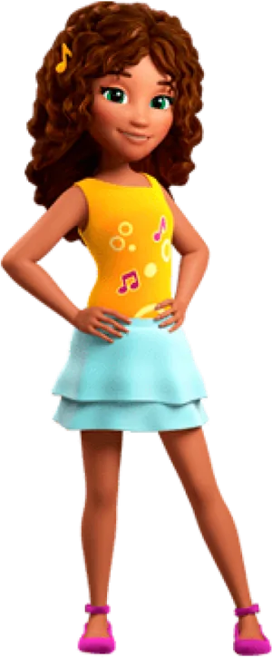 Animated Music Loving Girl PNG Image