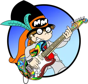 Animated Musician Character Playing Guitar.png PNG Image