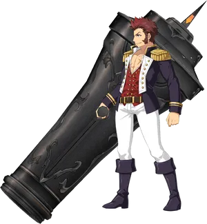 Animated Napoleonic Characterwith Cannon Arm PNG Image