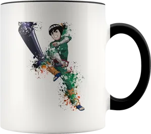 Animated Ninja Action Mug PNG Image