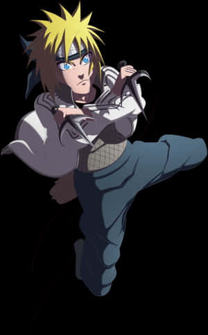 Animated Ninja Action Pose PNG image with transparent background