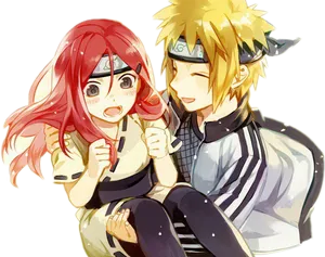 Animated Ninja Couple Smiling PNG Image