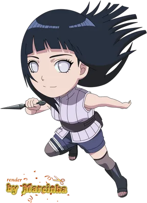 Animated Ninja Girl Action Pose PNG Image