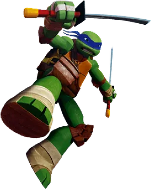 Animated Ninja Turtle With Weapons PNG Image