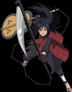 Animated Ninja Warrior With Scythe PNG image with transparent background