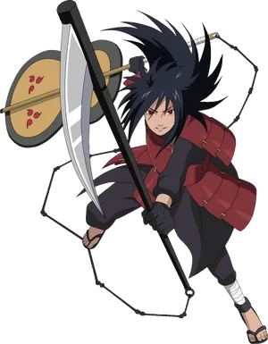 Animated Ninja Warrior With Scythe PNG Image